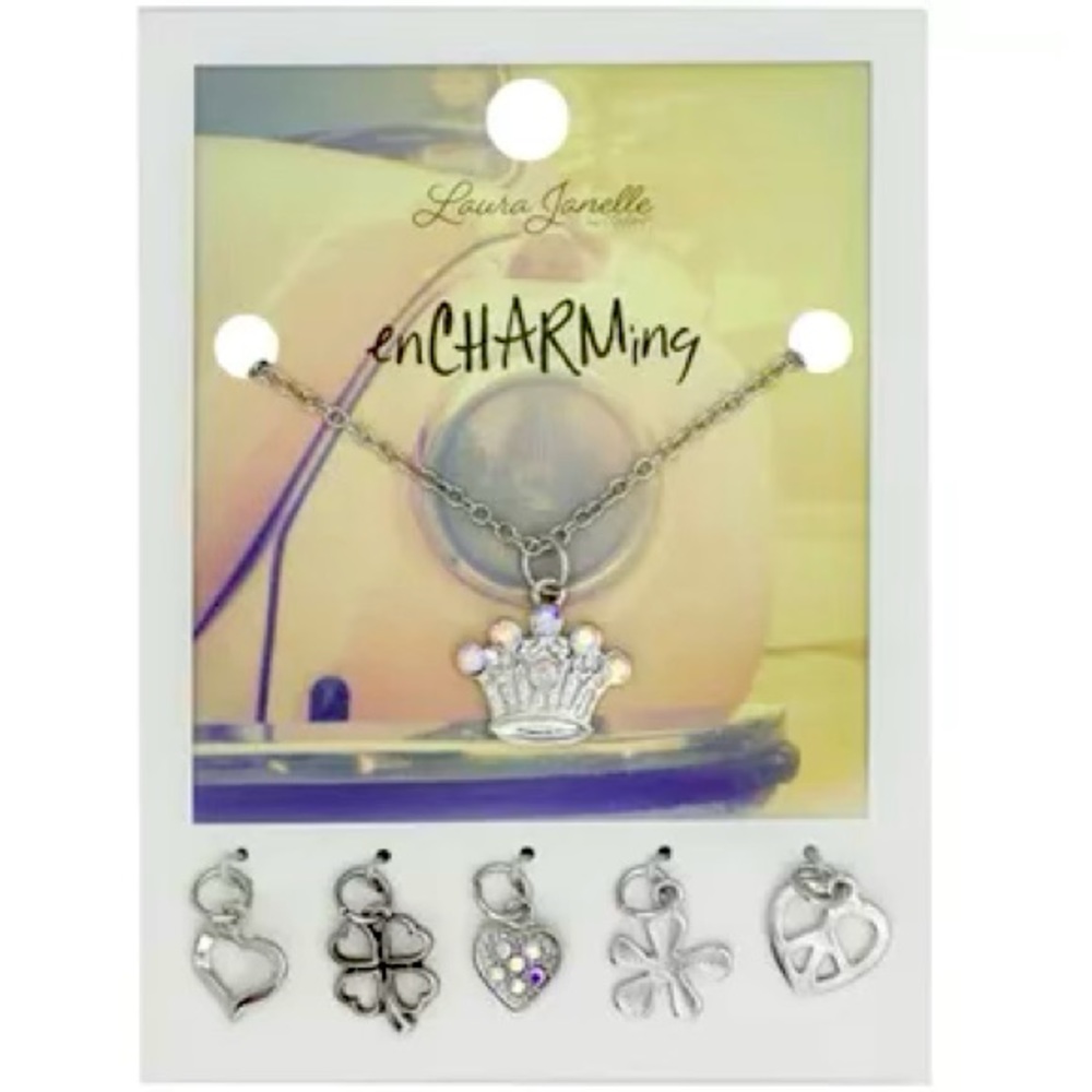 Crown charm necklace set